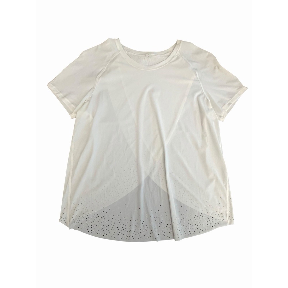 Lululemon Quick Pace Short Sleeve Shirt Women's 6 Crossover Lycra White #JJJ11-3